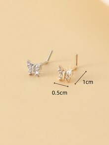 1 st fjärilsformad L-formad näsring, söt L-formad näsring för kvinnor - L-Pin-Nose-Stud - Visa 4