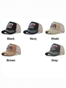 Breathable Mesh Baseball Cap, Embroidered, Unisex, Korean Style, Streetwear, Trucker Hat, Summer - Truck Baseball Cap - View 7