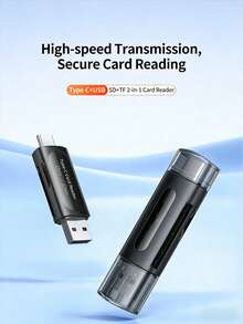 1pc USB Micro SD Card Reader, 4-In-1 Type-C/USB A To SD/MicroSD/SDXC/SDHC Card Adapter, Dual Slot Memory Card Reader, Compatible With PC, Galaxy, Tablet - View 2