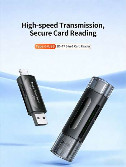 1pc USB Micro SD Card Reader, 4-In-1 Type-C/USB A To SD/MicroSD/SDXC/SDHC Card Adapter, Dual Slot Memory Card Reader, Compatible With PC, Galaxy, Tablet