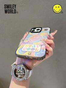 Smiley World 1 pieza Funda de teléfono de material TPU con absorción de impactos y cobertura total, con patrón degradado de cara sonriente, acabado mate IMD, compatible con iPhone 16, 15, 14, 13, 12, 11 Pro Max, adecuado para regalos festivos, transporte y protección diaria contra caídas con diseño elegante - Multicolor - Ver 7