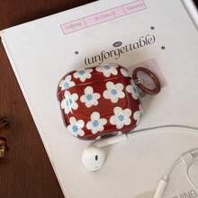 Retro Semi-Transparent Brown Small White Flower With Hanging Loop Earphone Case Compatible With AirPods Pro 2, Cute Apple 4 Minimalist 3 New 1/2 Generation Earphone Case For Women - Brown - View 10