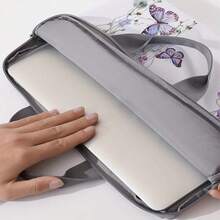 One-Piece Set, Two Styles, Purple Butterfly Print Laptop Bag And Briefcase, Suitable For 14-Inch Laptops VEKQ - There Is a Handle - View 6