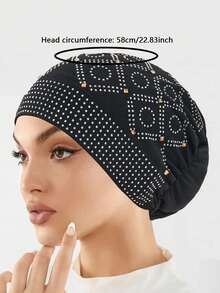 1pc New Fashion Rhinestone Crystal Lace Muslim Underscarf Cap Headwrap For Women - Color - View 2