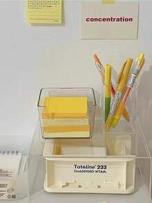 1pc Transparent Drawer-Style Storage Box, Cute Girl Style, Memo Organizer Box, Diary/Stationery/Sticker Storage Box, Suitable For Desk Organization - Small Compartments - Stackable And Mixable - Categorized Storage Box, Essential For Back To School Season Office Desk Accessories Desk Accessories Office Supplies Office Decor - Multicolor - View 2