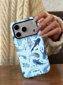 Una elegante funda para teléfono que no incluye cordón ni soporte. Funda para teléfono con diseño de tiburón ballena, adecuada para Phone 17 Pro, 15 Pro, 14 Pro. Funda para teléfono coreana, elegante e interesante, compatible con 11/12/13/14/15/16 Pro Plus. Diseño elegante adecuado tanto para hombres como para mujeres. Regalo para Navidad, Día de San Valentín, Pascua, temporada de bodas y cumpleaños para novias. - Celeste - Ver 5