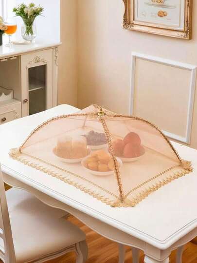 1 Piece Household Kitchen Food Cover - Foldable, Dust-Proof, Stain Proof, Fly Proof Table Cover, Foldable Food Mosquito Cover Suitable For Camping, Kitchen And Outdoor Camping, Mesh Food Cover Made Of Lace Edge Breathable Mesh Material