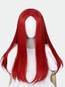 Bright Red Chic Long Straight Wig – Heat Resistant Synthetic Fiber, Natural Middle Part, Perfect For Cosplay, Holiday, Gothic Party, Vampire Themed Events, Witch Costume, Wedding, Christmas, Photoshoot & Everyday Fashion, Beginner Friendly - Multicolor - View 5
