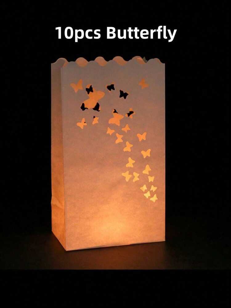 1 Pack 1/5/10pcs Fire-Resistant Luminary Candle Bags, White Candle Bags For Wedding Party Decor With Reusable Material (Candles Are Not Included),Christmas - Multicolor - View 9