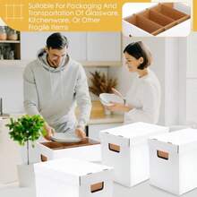 Juego de 4 cajas de mudanza de cocina con kit divisor caja de embalaje de platos cristalería copa de vino con asa incluida 15 x 12 x 10 pulgadas 2 cajas de platos 20 divisores - Blanco - Ver 5