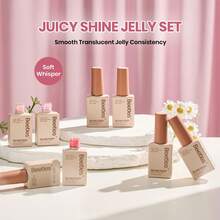 Beetles Gel Polish Whispers Of Love Jelly Gel Nail Polish Set - 6 Colors Milky White Nude Pink Neutral Sheer Translucent Soak Off UV Gel Nail Kit - 8 Colors Soft Whisper - 查看 6