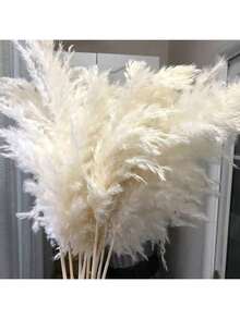 10/20/30 件装人造蒲苇草装饰，17.3/21.6 英寸小型仿藤羽毛花束，棕白相间蒲苇草装饰，波西米亚风格，室内花卉装饰，婚礼花瓶，花环装饰，卧室装饰 - 白色 - 查看 11