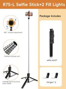 防缠绕大尺寸手机摄影配件自拍杆三脚架，1.7米无线蓝牙自拍杆三脚架，可伸缩自拍杆，手持/落地/桌面三用，带LED补光灯，无线遥控360°旋转手机支架，兼容 16/15/14/13/12/11系列、Galaxy S25/S24/S23/S22 Ultra及其他安卓手机，适合旅行、直播、母亲节、生日等场合。 - A - 查看 11