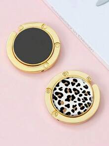 1pc Foldable Purse Holder Rack, Vintage Metal Flower Hook, Stainless Steel Round Table Hanging Rack For Bags And Wallets, Portable Desktop Hanger-DCFV - Gold - View 5