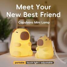Mini Capybara LED Night Light, Rechargeable Silicone Baby Lamp With Touch Control & Breathing Light, Soft Nightlight For Nursery Bedroom - Seven Colors - View 4