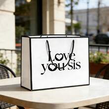 1pc Fashion Letter Print Gift Bag, Paper Gift Bag, Women's Casual Tote Bag, Suitable As Birthday Gift, Party Favor, And Gift Exchange Among Friends - View 4