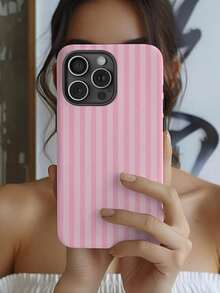 哑光粉色条纹图案二合一手机壳,兼容 17/16/15/14/13/12/11/PRO MAX/PLUS,以及 Galaxy S21/22/23/24/25 Ultra/FE+、Note 20 Ultra、A71/56/55/36/26/17/16/15 - 彩色 - 查看 3