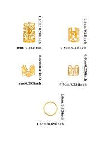 49pcs Elegant Hollow Sun Pattern Hair Scrunchies, Suitable For Women & Girls DIY Hair Accessories, Braiding, Ponytail Decor - Gold - View 6