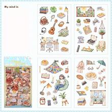 4pcs Cute Sticker Set, Life Theme Stress Relief Stickers, Happiness Guide Series, Suitable For Gifts, Office, Home, Marking, Labels, Classrooms, Entertainment Toys, Student Journals, Creative Retro Decoration DIY Stickers Scrapbook Supplies Stationery Funny Stickers Kindle - Multicolor - View 15