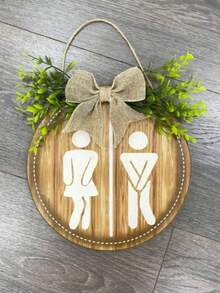 1件装木质厕所标牌，家居装饰标牌，墙面装饰，乡村风格装饰，浴室装饰，场景装饰，房间装饰，家居装饰，办公室装饰 - 多色2 - 查看 2