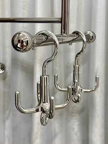 1pc Multi-Function Rotating Clothes Hook, No Drill 4-Claw Rotating Clothes Rack, Belt Organizer, Scarf Organizer, Wardrobe Belt Hanger - Multicolor - View 4