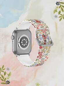 复古花卉硅胶表带，兼容 38mm 40mm 41mm 42mm 44mm 45mm 49mm，适用于 Series Ultra/SE/8/7/6/5/4/3/2/1 - 彩色 - 查看 2