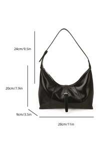 这款时尚现代的女士单肩包采用哑光黑色外观，设计简约优雅。可调节肩带使其适合购物、旅行和其他休闲活动。包身采用耐用防水的PU材质，并配有金属拉链。这款包是馈赠亲友、购物、约会、工作、摄影和度假的绝佳选择。 - 黑色 - 查看 6