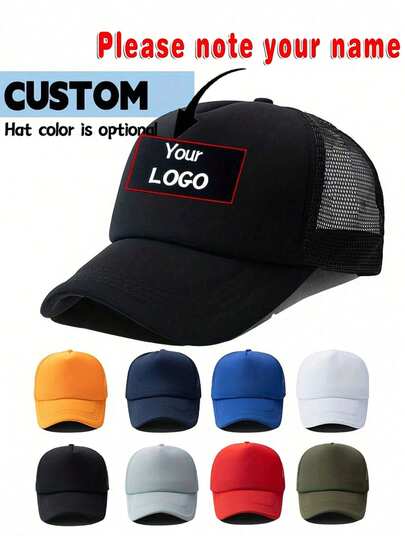 1pc Customized Text/Logo Mesh Baseball Cap, Adjustable Breathable Casual Outdoor Sports Driver Hat, Suitable For Father's Day, Women's Gift, Men's Ideal Gift, Girlfriend, Family, Friends, Anniversary, Personalized Gift For Women/Men