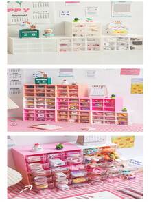 9-Grid Drawer Style Storage Box, Student Dorm Anti-Dust Makeup Jewelry Organizer - Multicolor - View 10