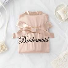 Crystal Dew Women's Lace Trim Bride Kimono Robes With Embroidery Bridal Silky Satin Bathrobe Wedding Party Sleepwear - 香檳伴娘 - 查看 8