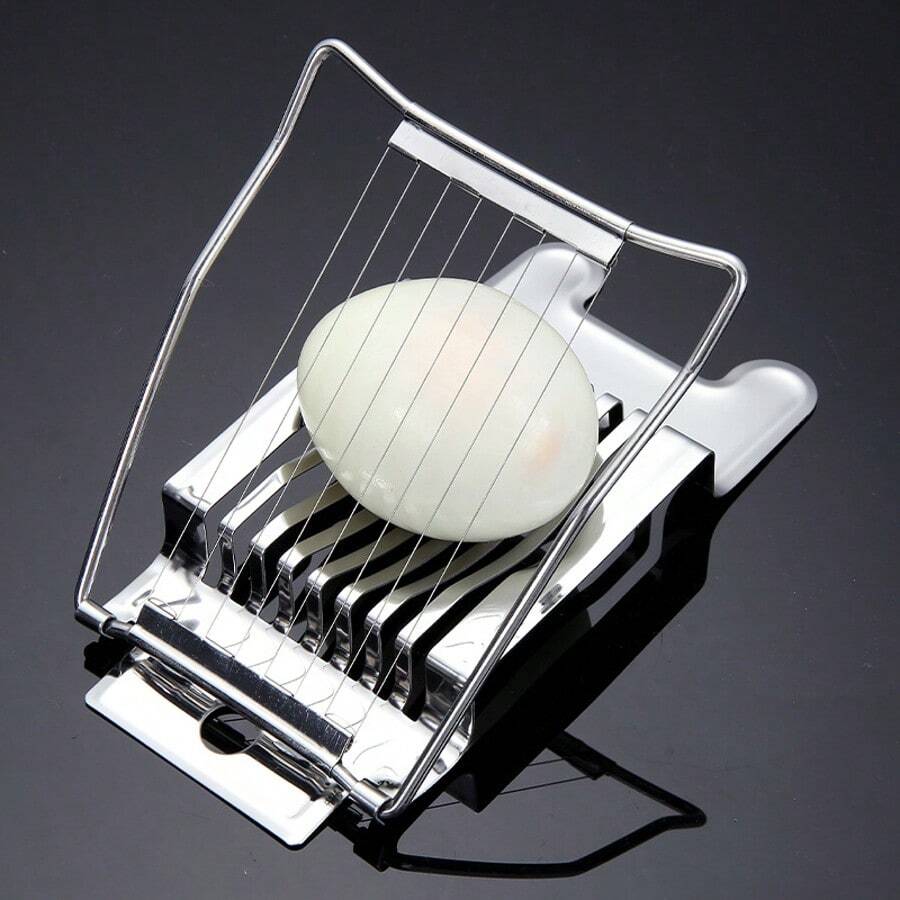 不锈钢切蛋器，防滑切蛋器，鸡蛋分割器，厨房工具 - 銀色 - 查看 1