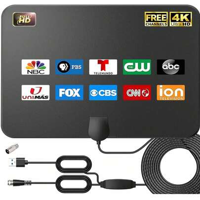 4K 1080P高清免费频道数字电视天线，热销新款，适用于卧室、客厅、户外露营的高清电视天线，磁吸式，无需安装