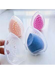 1/5pcs Makeup Sponge Organizer, Egg-Shaped Transparent Frame Makeup Sponge Drying Box, Suitable For Vacation, Beach, Bathroom, Bedroom, Large Capacity - Multicolor - View 3