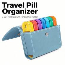 7-Day Pill Organizer With 4 Compartments Per Day, Faux Leather Case - Multicolor - View 5