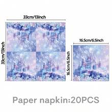 This Ice Snow Castle 50-Piece Disposable Tableware Set Includes 10 Dinner Plates, 10 Dessert Plates, 10 Paper Cups, And 20 Napkins. This Convenient Tableware Set Is Perfect For Camping, Picnics, Garden Barbecues, Baby Showers, Weddings, And Birthday Parties. - Multicolor - View 5