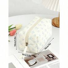 Cute Bow Make Up Bag Cute Bow Knot Pattern Toiletries Bag Travel Make Organizer Zipper Pouch, Quilted Cosmetics Bag, Stylish Foldable Commuter Makeup Bag For Brushes Aesthetic Cosmetic Bag For Gift, Friend, Girls, Student Quilted Floral Flower Zippered Makeup Bag Cute Floral Cosmetic Bag With Zipper Gift Storage Jewelry Organizer Box Bathroom Set Valentines Back To School Supplies - 藍色 - 查看 4