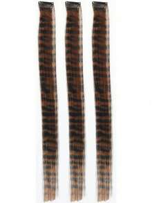 3 pièces Extensions de cheveux léopard et rayées, mèches de cheveux droites longues et colorées à clipser, convient pour le port quotidien des femmes et des filles, les fêtes, Halloween et autres festivals - Multicolore - Voir 31