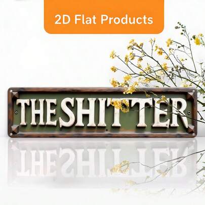 2D Decorative Plaque - A Decorative 2D Flat Signage And Plaque Made Of Vintage-Style Iron, With The Text "THE SHITTER". This Rustic Metal Decor Is Suitable For Office, Shop, Home, Farmhouse, And Porch. It Is Durable And Easy To Install.
