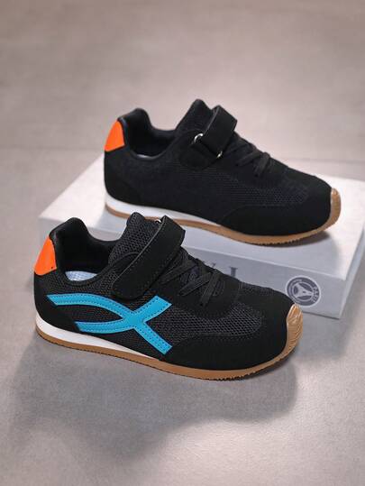 1 Pair Kids' All-Season Sports Shoes, Wide Toe Design, Non-Slip TPR Sole, Classic Colorway, Fashion Versatile, Suitable For Kids Foot Type, Classic Shoes, Campus Student Sports Shoes