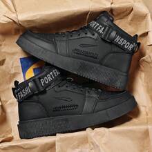 Men's Casual Sports Shoes, Teenager Mid-Top Printed Sneakers - 516 Black - View 3