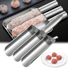 Stainless Steel Meatball & Salad Patty Maker Set - Non-Stick Multi-Functional Kitchen Tool For Making Perfect Shaped Meatballs, Dough And Ice Cream Balls - Silver - View 8