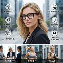 SENBONO Men's Smart Glasses With Wireless Call, Answer/Reject Call, Music Control, Volume Control, Wake-Up Voice, Remote Control Photography, AI Translation, Built-In Microphone, Smart Audio Glasses For Men Women, Suitable Birthday Gifts - View 7