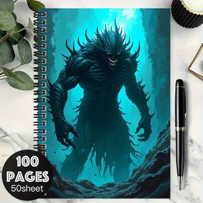 100-Page Spiral Notebook With Fantasy Deep Sea Monster Theme, Large Capacity. A Helpful Companion For Work And Study, Eye-Catching For School Use. Ideal For Graduation, Birthday Gifts, Can Be Used As A Diary, Daily Planner, Memo, Satisfying Various Writing Needs, Embark On Your Fantastical Recording Journey.