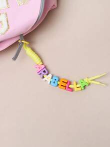 1pc Personalized Colorful Name Initial Backpack Charm, Customized Minimalist Keychain, Customized Cute Beaded Decoration Pendant, Birthday Gift, Customized Handbag Charm - Multicolor - View 4