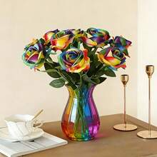 10 Stücke/Set 19.6 Inch bunte künstliche Rosen, Hochzeitsdekoration Fake Rosen, Valentinstag Raumdekoration realistische Rosenstrauß, Langstiel lebensechte Rosenblumen, Heim- und Bürodekoration Blumenmittelpunkt - Verschiedenfarbig - Übersicht 10