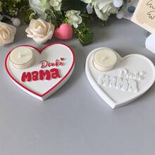 1pc DIY Epoxy Resin Mold, Heart-Shaped Tea Light Candle Holder Plaster Drip Glue Mold, Mother's Day Gift, Handmade Craft Mold, Reusable - White - View 3