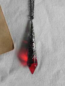 1PC Gothic Vampire Blood Red Colour Imitation Crystal Necklace Women Man Pagan Witch Jewelry Demon Vampire Black Colour Chain Lovers Crystal Pendant Choker - Pendant Necklace - View 10