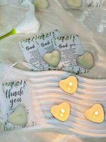 30件套婚礼小蜡烛礼盒，包含白色心形蜡烛、感谢卡和礼品袋，是婚礼、性别揭晓派对、新娘送礼会和其他庆祝活动的理想回礼。 - 均碼 - 查看 3