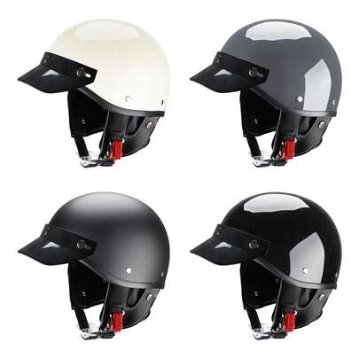 CYCKING Half-Face Motorcycle Retro Quick Release Buckle DOT Certified Riding Off-Road Motorcycle Helmet, Unisex, Detachable Neck Warmer, 4 Seasons, Black & White, Washable