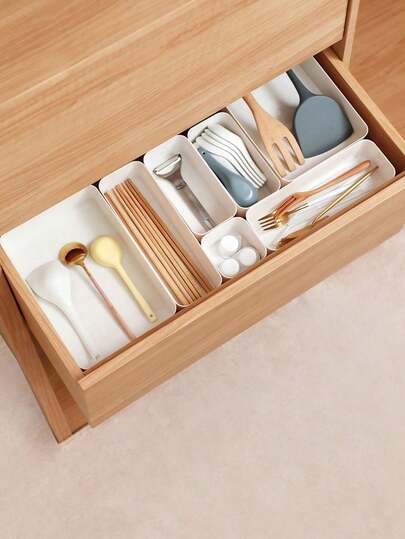 Opbergdoos in ladestijl, bureau-organizer voor make-up en sieraden, opbergrek met tussenschotten voor onder het bureau, dik en vormvast.